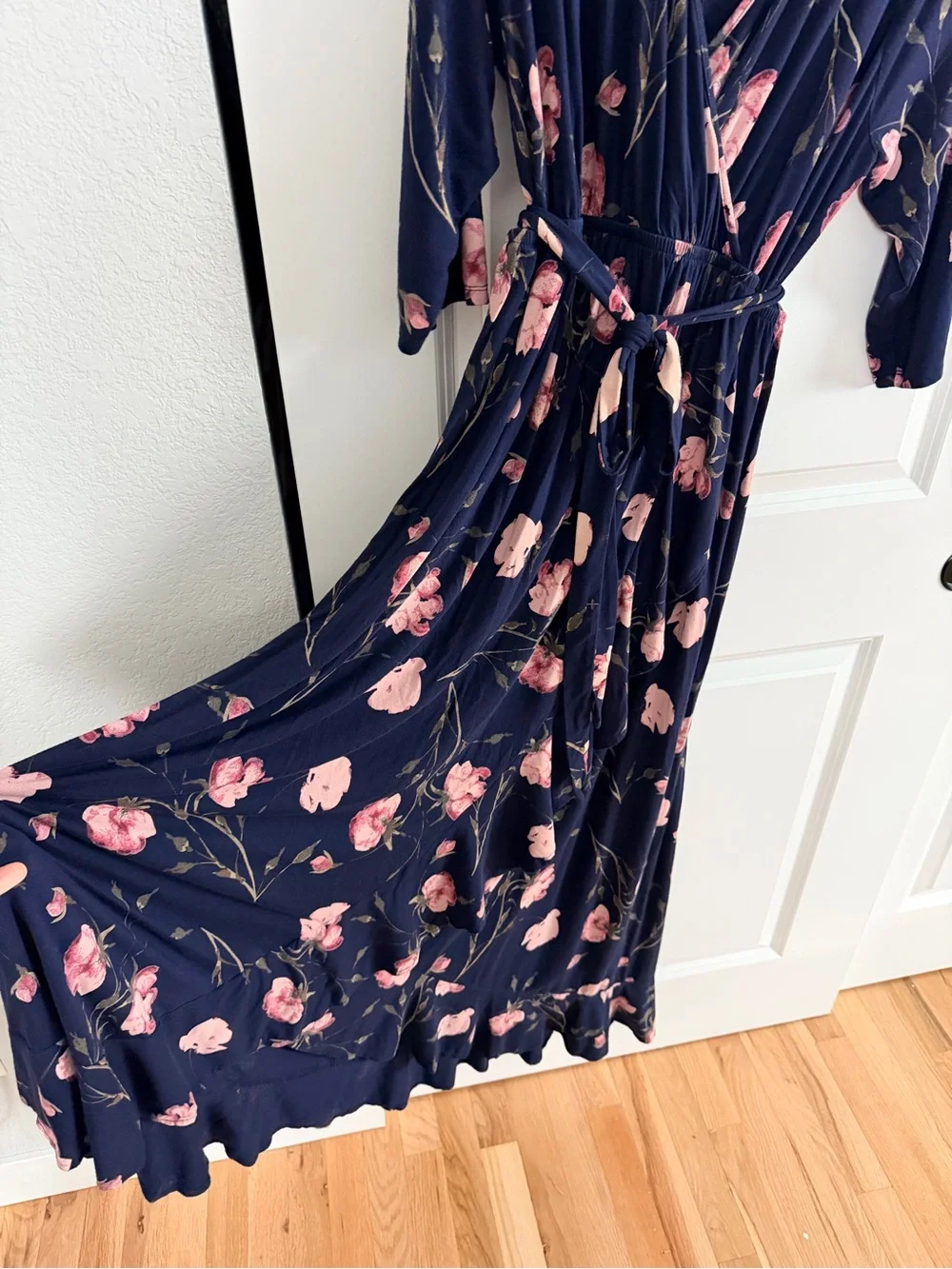 Isabel Maternity by Ingrid & Isabel Navy Maxi Dress with Pink Floral Print - Picture 6 of 14